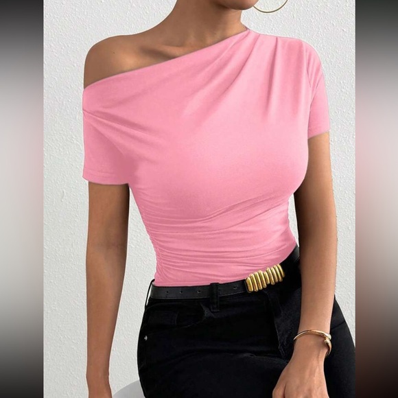 Elegant Pink Off-Shoulder Top